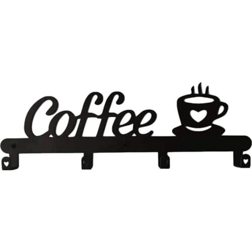 Coffee Mug Holder Wall Mounted(4 Hooks),Kitchen or Coffee Bar Decor Sign,for Coffee Mug Hangers Display and Organizer