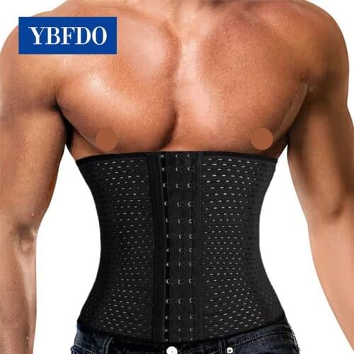 YBFDO New Waist Trimmer for Men Breathable Belt Compression Waist Trainer Body Shapers Modeling Strap Steel Boned Band Slimming