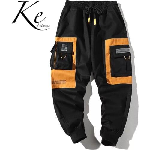 KE 2020 autumn new multi-pocket loose mid-waist small-foot casual cotton pants mens youth trend all-match overalls pants men