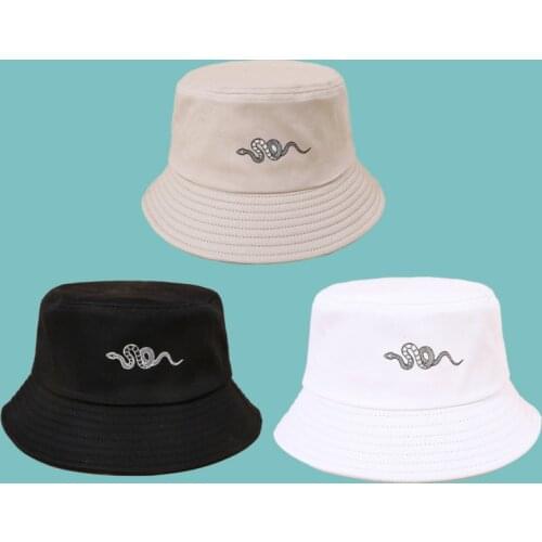 2021 Cotton Snake Pattern Bucket Hat Fisherman Hat Outdoor Travel Sun Cap Hats For Men And Women