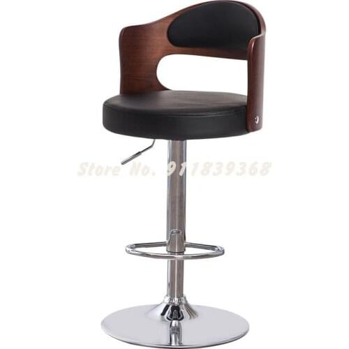 Simple Bar Chair Lift Swivel Chair Nordic Solid Wood High Stool Front Desk Cashier Chair Home Back Bar Chair
