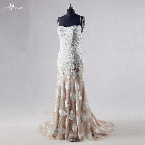 RSE741 Backless Gold Sequin Mint Green Lace Mermaid Prom Dress