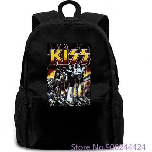 KISS BAND DESTROYER BLACK HARD N HEAVY GLAM ROCK PETER CRISS ACE FREHLEY women men backpack laptop travel school adult