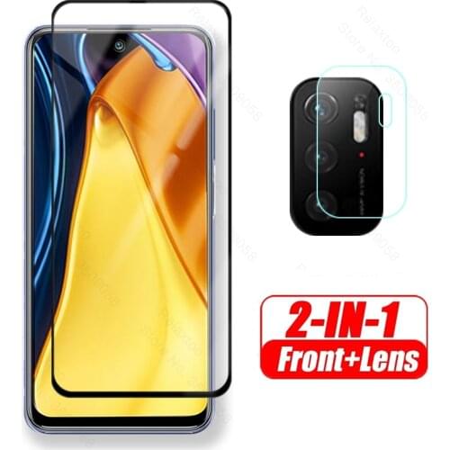 Camera glass for pocophone poco m3 pro poko little m 3 m3pro 5g 2021 6.5'' smartphone full cover screen lens protector film