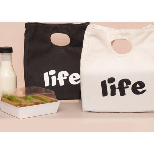Tote Canvas Lunch Bag Office Women Food Thermal Pouchs Kids Bento Container Outdoor Camping Picnic Fruit Snack Organize Handbag