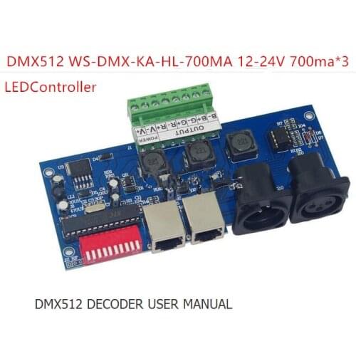LED Controller DMX512 DECODER WS-DMX-KA-HL-700MA 12-24V 700ma*3