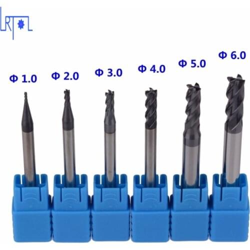 HRC45 Carbide end mill 1 2 4 5 6mm 4Flutes Milling Cutter Alloy Coating Tungsten Steel cutting tool CNC maching Endmills