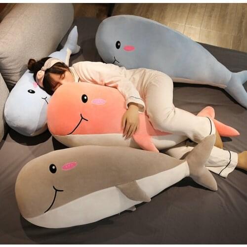 50-110cm New Kawaii Baby Sleepping Whale Doll Cute Sea Fish Plush Toys Kids Pillow Stuffed Soft Cushion Room Decor Gift