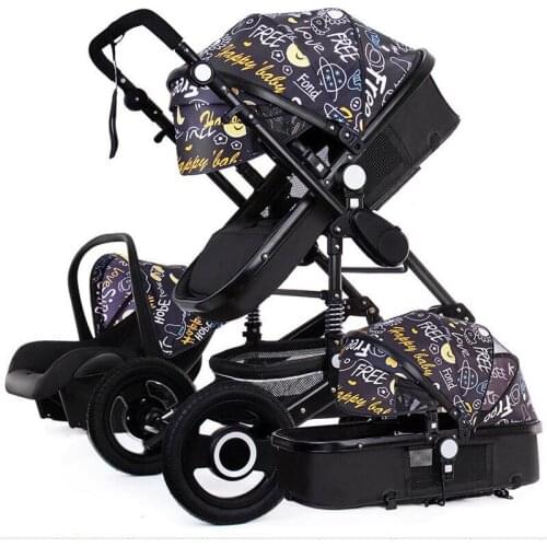 High Landscape Baby Stroller 3 in 1 With Car Seat and Stroller Luxury Infant Stroller Set Newborn Baby Car Seat Trolley 7 Gifts