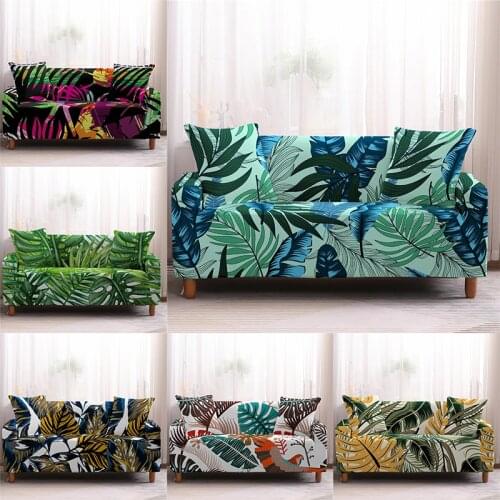Green Leaf Sofa Cover Elastic Couch Cover Sofa Covers For Living Room Spandex Sofa Sofa Towel 1/2/3/4-Seater