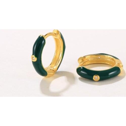 CANNER French Bread Green Zircon Earrings Hoops 925 Sterling Silver Fashionable Zircon Earrings For Women Jewelry Gold Pendiente