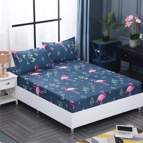 1pc 100% Polyester Priting Mattress Cover Sheet Four Corners With Elastic Fitted Sheet Pillowcase