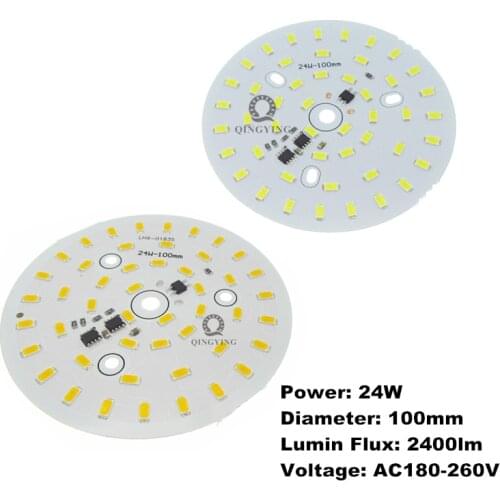 10pcs 24W LED SMD PCB, 100mm Aluminum Plate, AC180-260V Needn't Driver Excellent Quality Free Shipping