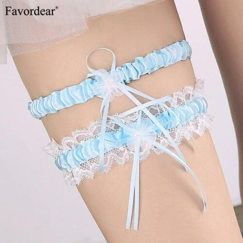 Favordear 2018 New Arrival Wedding Accessories Garter Bride Dress Ribbon Elastic Lace Butterfly Wedding Crystal Garters