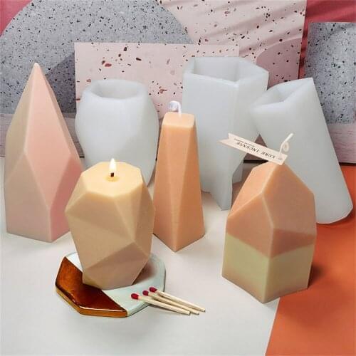 3D Geometric Stone Shape Candle Mold DIY Resin Epoxy Silicone Aroma Plaster Craft Mould Small Candle Resin Soap Molds Home Decor
