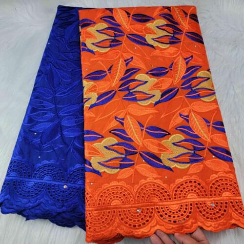 African Dry Lace Fabric Swiss Voile With Stones Swiss Soft Cotton Lace High Quality Lace Fabrics For Wedding Clothing HLC322