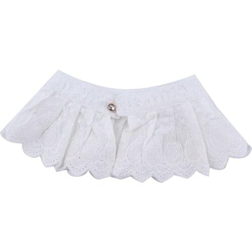 White Women Girl Fake Collar Scalloped Folds Lace Collar Shirt Tie Detachable Shirt Womens Clothing Accessories Fashion