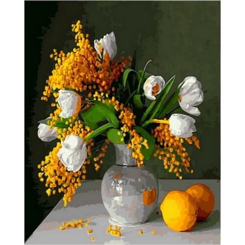 Frameless diy painting by numbers wall decor diy picture oil painting on canvas for home decor 4050cm rose and lily