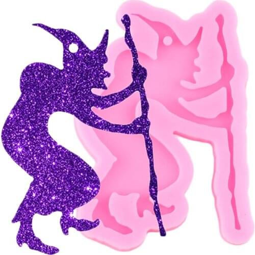 Shiny Glossy Halloween Witch Silicone Mold Custom Keychain Molds DIY Handmade Charms Mould Jewelry Making Necklace Moulds