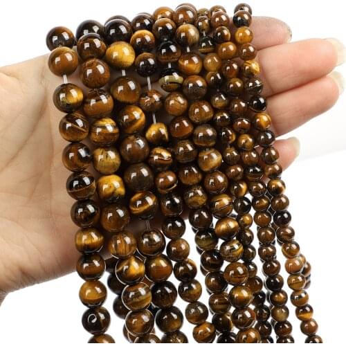 Natural Stone Beads Yellow Tiger Eye stone Round Loose Beads For Jewelry Making Needlework Bracelet Diy Strand 4/6/8/10/12MM