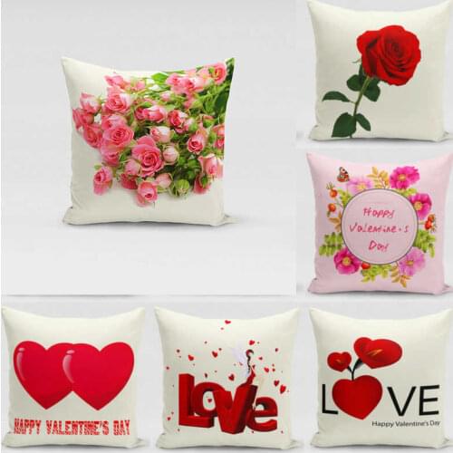 The Valentines Day Couple Rose Flower Pillowcase Throw Arrow Love 18'' Pillow Case Cushion Square Cover