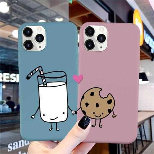 GYKZ Cartoon Milk Biscuits BFF Phone Case For iPhone XS MAX 7 11 Pro SE XR X 8 6 Plus Funny Food Print Soft Silicone Cover Coque