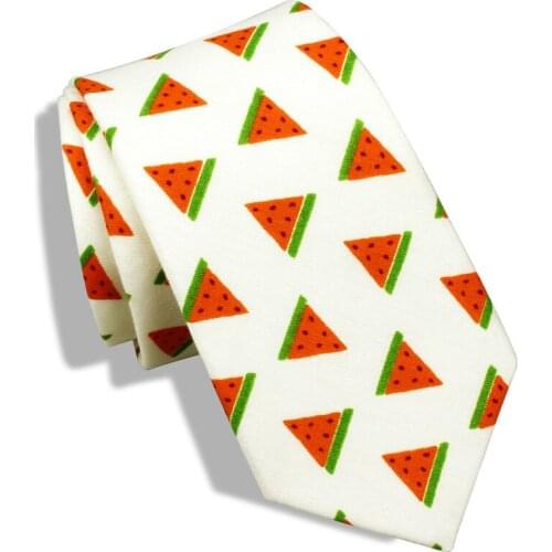HAWSON Fruit Pattern Tie for Men Red Watermelon Cartoon Image Mens Skinny Tie Casual Dress, Gift for Men, Mens Accessory