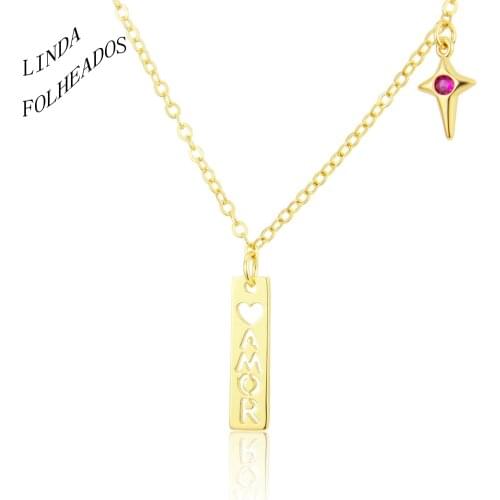 Hot Sale New Design Fashion Cupid Tags Necklace For Female Girl Hollow Out Love Gold-Plated Copper Pendant Party Jewelry Gifts