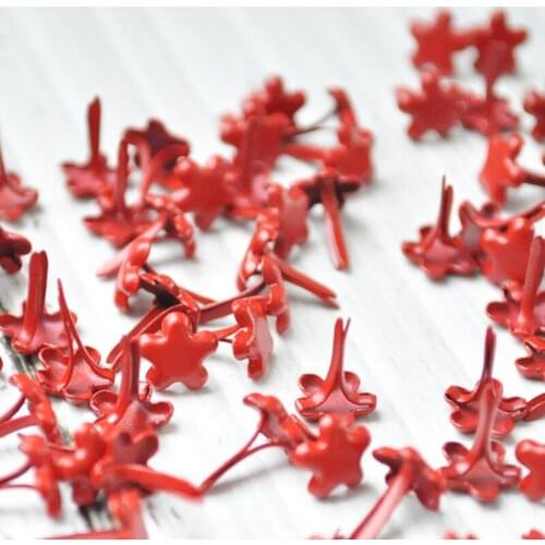 Happymems Red Flower Metal Brads DIY Photo Album Scrapbooking Crafts Decor Embellishments Fastener Paper Pins Mini