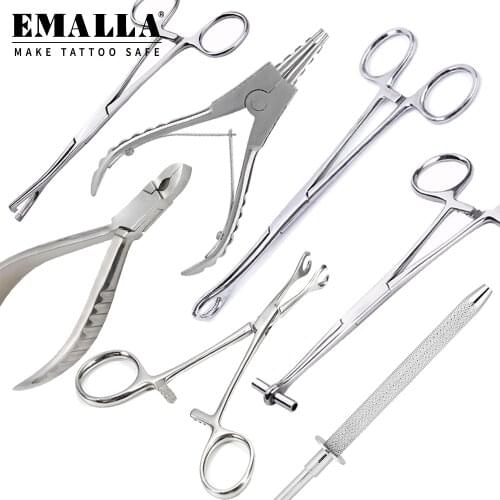 1PCS Piercing Tools Septum Forcep Stainless Steel Needle Clamp Body Piercing Tool Professional Puncture Tool for Eyebrow Piere