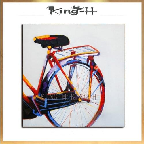 Cuadros de pared pinturas al óleo de bicicleta pintadas a mano sobre lienzo bicicletas abstractas modernas pinturas artísticas