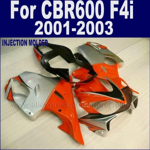 Plastic Injection Molding Fairings Kit For Honda 2001 2002 2003 CBR 600 F4i 01 02 03 Cbr 600 F4i Silver Orange Fairing Set Body