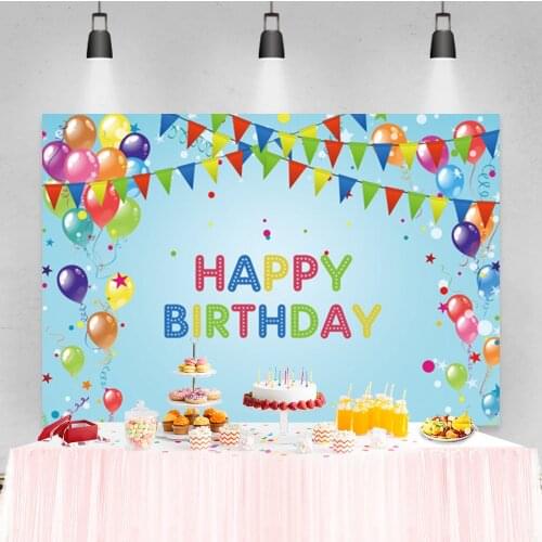 Laeacco Colorful Balloons Bunting Newborn Birthday Portrait Custom Photo Backdrop Photographic Photo Background For Photo Studio