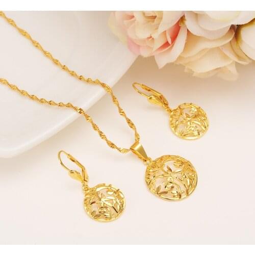 Fashion Cute Jewelry Gold Round ball girls bridajewelry set for Women Necklace Earrings Set Party Accessories Gift daily wear