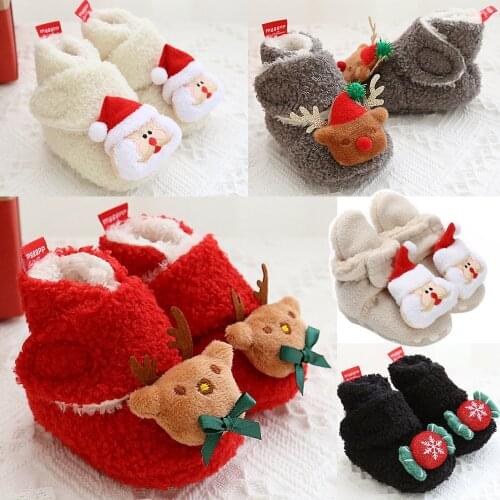 Cartoon Christmas Shoes Baby Snow Boots Winter Baby First Walkers Toddlers Anti-slip Baby Boy Girl Shoes Warm ToddlerBaby Shoes