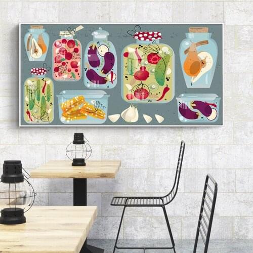 Wall Art Modular Picture Hd Print Watercolor Fruits Vegetable Cartoon Posters Canvas Painting Modern Kitchen Home Decoration