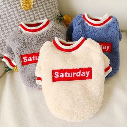 2021 New Two-legged Small and Medium Pet Clothes Autumn and Winter Dog Pet Clothes Letters Saturday Thick Warm Cute clothing