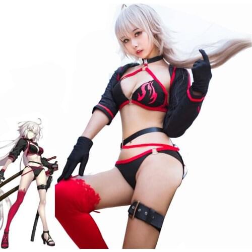 New Fate Jeanne d'Arc Cosplay Costume FGO Joan of Arc Cosplay Swimsuit Fate Grand Order Swimwear Halloween Women Sexy Bikini
