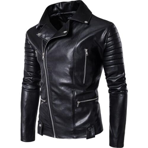 New Leather Biker Coat for Men with Multi-zip Leather Jacket