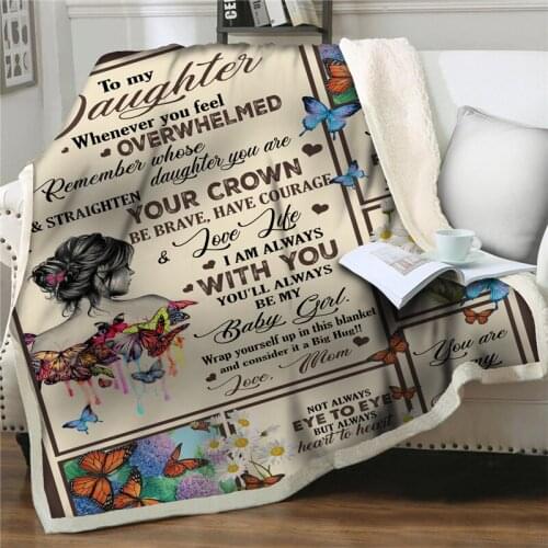 Letter To My Daughter Blanket 3D Print soft flannel Thicken throw Blanket on Bed girls print Quilt cover Encourage and Love Gift