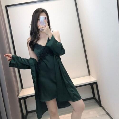 Sexy Backless Nightgown For Women With Summer Halter And Breast Cushion Silk Robe With Thin Lace Spring And Autumn Nightgown