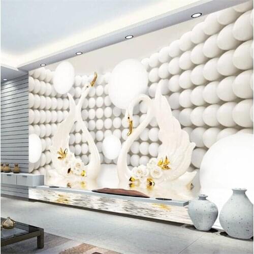 Wellyu Custom Wallpaper Original innovative 3D round swan jewelry background wall papel pintado de pared behang papier peint