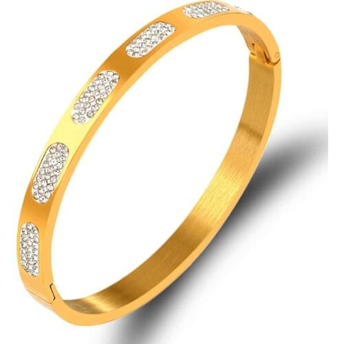 Summer Popular Rhinestone Pave Bangles Stainless Steel Zirconia Crystals Bracelets For Women New Style Jewelry Accessories