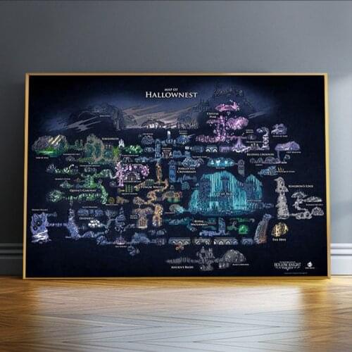 Hollow Knight Map The Game Poster Decoration Painting of The on HD Canvas canvas painting Of Hallownest poster wall art canvas