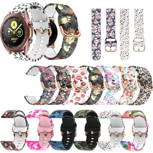 20mm Printing Silicone Watchband for Samsung Galaxy Watch3 41mm for Active 2 Gear Sport Watch 42mm Camo Soft Band Strap