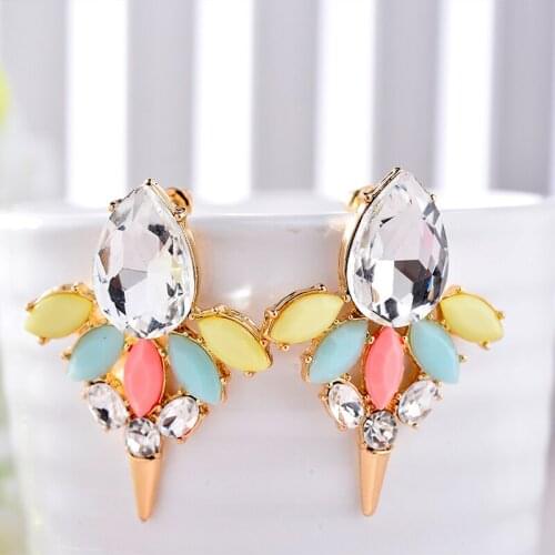 LUBOV Colorful Elegant Resin Rivet Stud Earrings For Women And Girls Trendy Statement Stud Earrings Jewelry Birthday Gift New