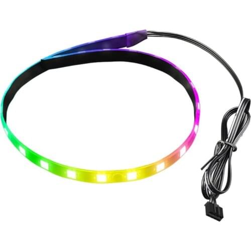 Coolmoon LED Strip Lights 1.3ft for for PC Computer Backlight 40cm Magnetic RGB LED Strip Lamp 4pin/5V ARGB+1.6ft Cable