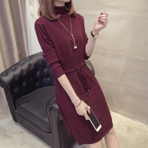 Sweater Dress Women Winter new Knitted Warm Sweater Fashion Turtleneck Long Sleeve Thick Sweater Casual Loose Pullovers dress