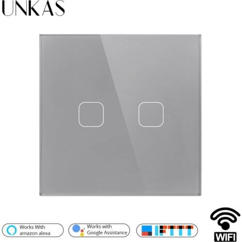 2 Gang EU Standard Google Home Amazon Alexa Voice Control Touch Switch Tuya Smartlife WiFi APP Control Light Switch