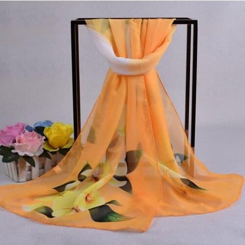 2020 FAL/WIN Flower Refreshing chiffon scarf silk square hijab cool shawl ladies foulard femme Scarves hair bufanda mujer